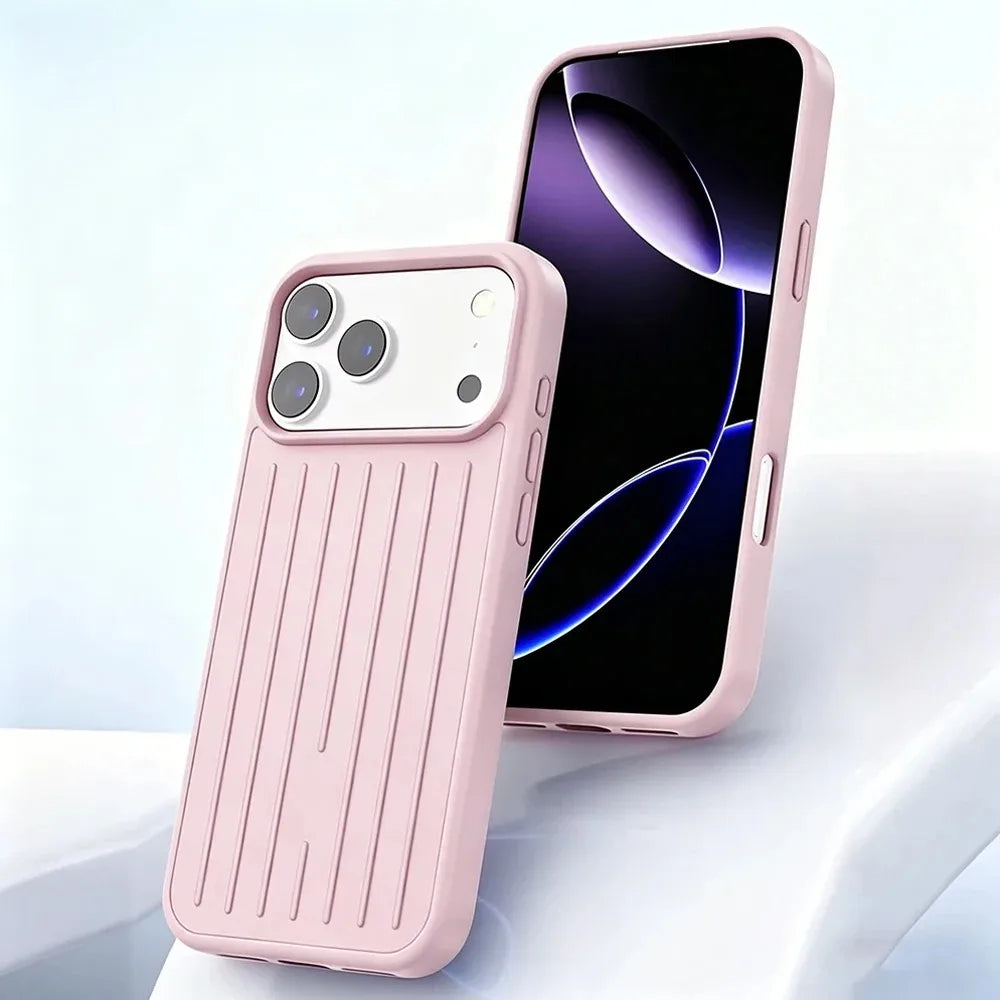 Ultra Luxury 3D striped pattern alloy back phone case for iPhone 17 16 15 14 Pro Max 13 panel with logo, comes with gift box