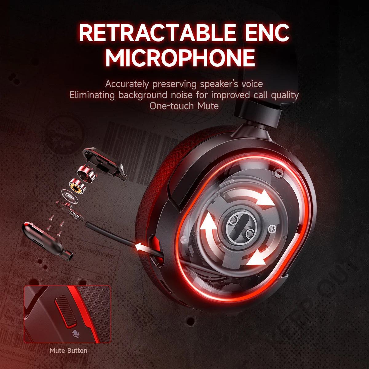 Picun G2 2.4G Wireless Gaming Headset Bluetooth Headphones 5ms Low Latency 7.1 Surround ENC Mic For PC PS4 PS5 Phone Switch