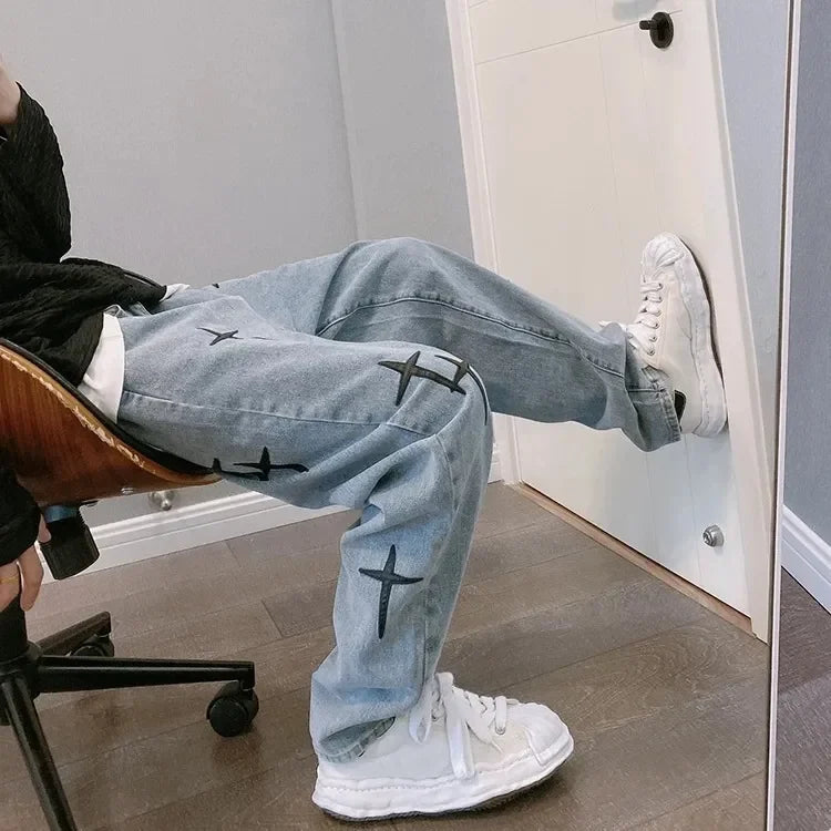 Jeans Men Wide Leg Cargo Pants Streetwear Baggy Men Korean Fashion Loose Straight Male Clothing Y2K Hip Hop Style Male Trousers