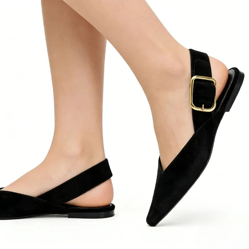 Retro Women's Shoes Fashion Pointed Tip Flat Sandals for Woman Elegant French Casual Shoes Luxury Designer Shoes Sandalias Mujer