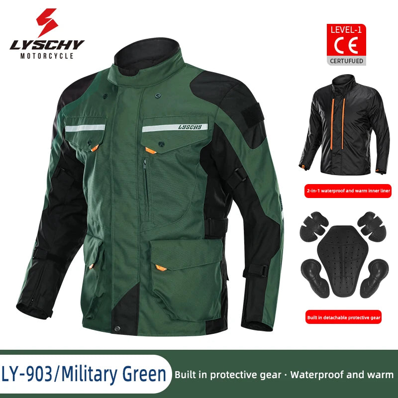 LYSCHY Motocross Jacket Pants Winter Warm Waterproof Motorcycle Riding Jacket Men Women Outdoor Off-Road Motorbike Rally Jacket