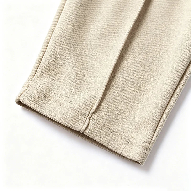 Men Waffle Knit Slim Fit Pants Drawstring Trousers With Pockets Stylish Design Spring Autumn Outdoor Travel Daily Street Wear