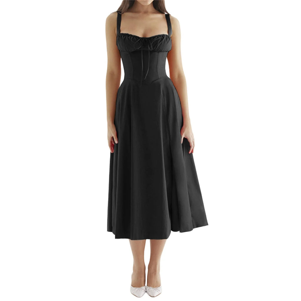 Elegant Long Dresses For Women 2025 Summer Sexy Sling Sleeveless Backless Bandage Party Dress Female Solid Color Maxi Vestidos