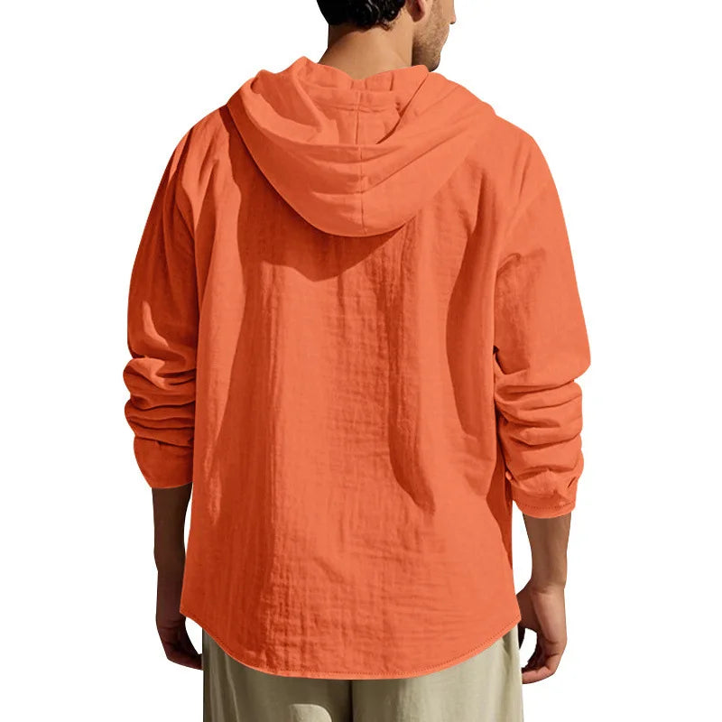 Men's Linen Long-Sleeved Shirt And Pants Set Breathable Outdoor Leisure Hiking Beach Sports Clothing for Spring Summer Autumn