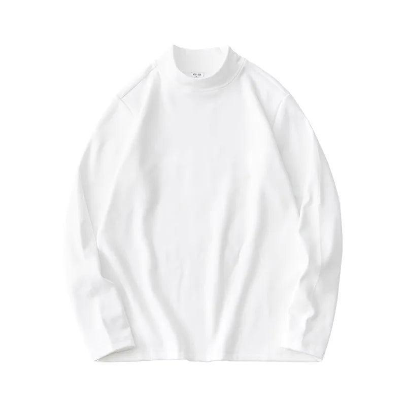 Autumn Winter Thick Fleece T-Shirt Men Half High-Collar T Shirt Long Sleeve Casual Tops Thermal Shirts Undershirt Man Clothing