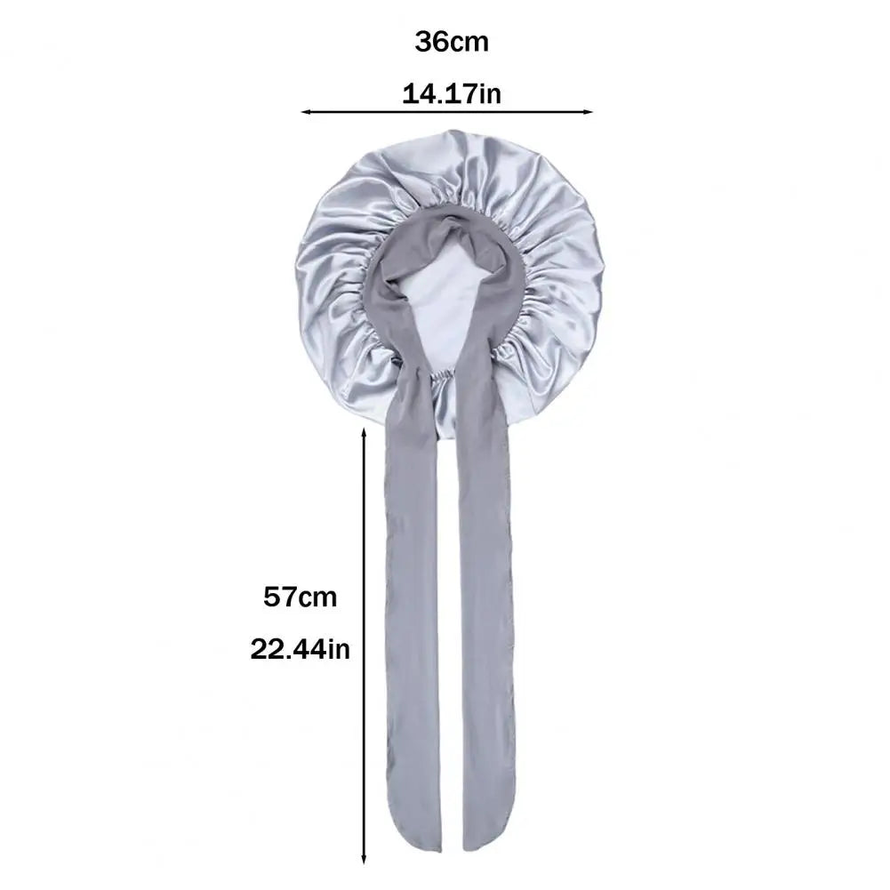 Women Sleeping Hair Bonnet with Tie Band Night Sleep Cap Adjustable Silk Satin Bonnet Wrap for Braids Long Curly Hair