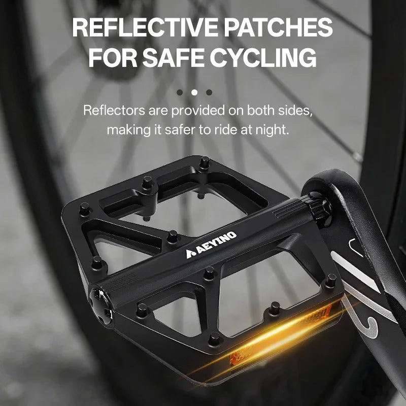 AEYINO Bicycle Pedals MTB Bike Pedal Foot Plat Nylon Anti-slip 9''16 Standard Pedals Widen Classic Pedal Reflector Bicycle Parts