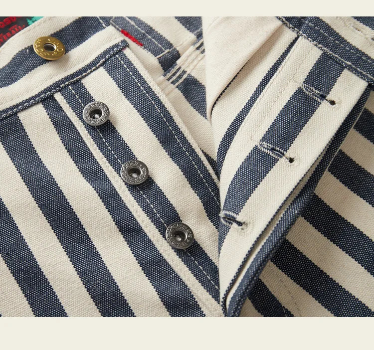 14oz Dense Thicken Heavyweight Striped Pants for Men Good Quality Winter Fall America Style Loose Casual Vintage Worker Trouser