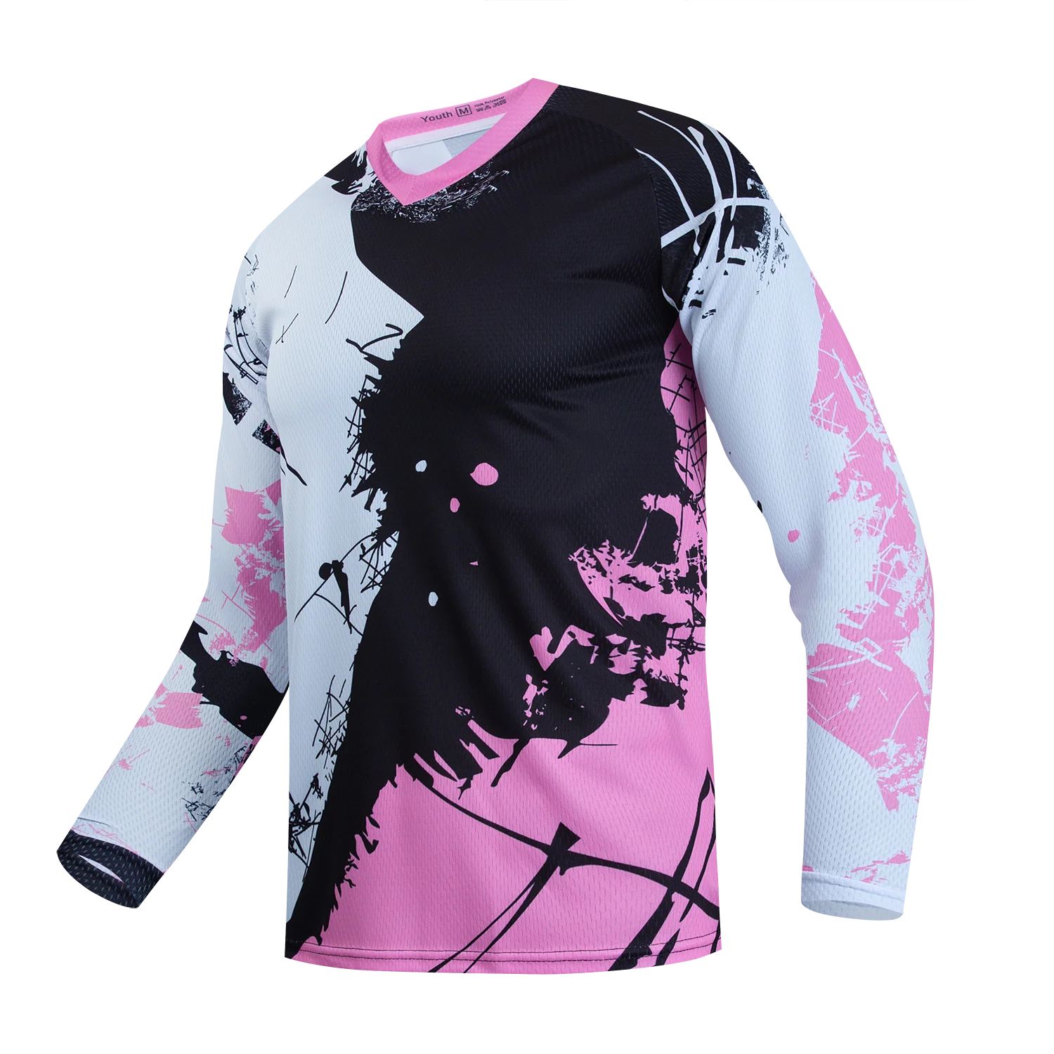 Pink Dirt Bike Shirt Kids Motocross Jersey Youth Off Road Motorcycle Shirt Girls DH mtb BMX Jersey Long Sleeve Cycling Jersey