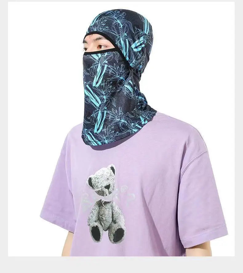 Summer Cool Balaclava Ice Silk Cycling Full Face Cap Sun Anti-UV Protection Sports Face Cover Headwear Bike Motorcycle Men's Hat
