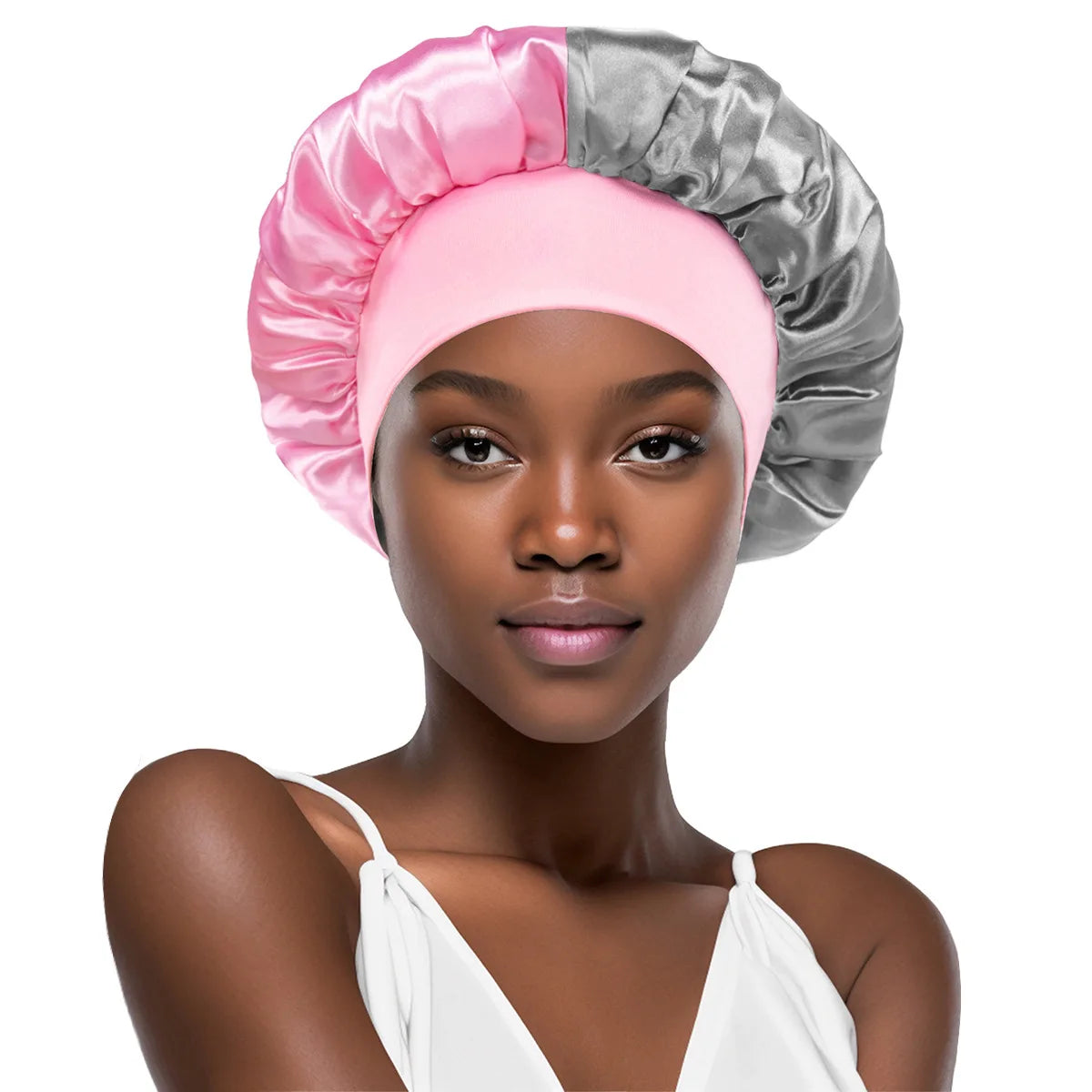 Women Wide Edge Satin Bonnet Sleeping Hat Double Colors Round Shower Caps Unisex Cap Apparel Accessories
