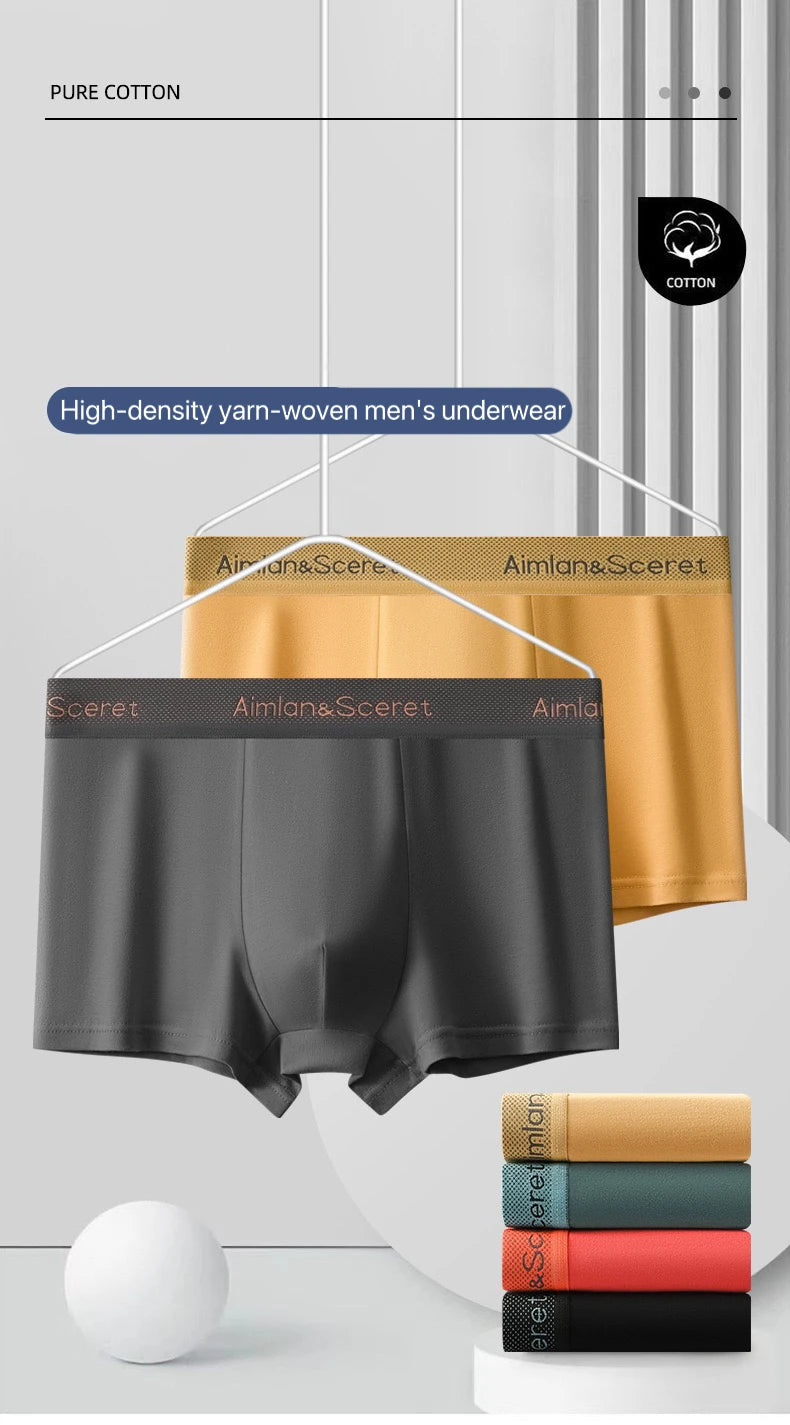 4Pcs Men Underwear Sporty Boxers Plus Size Youth Boxer Shorts Comfortable Breathable Flat Pants Men's Square Panties Briefs Gift
