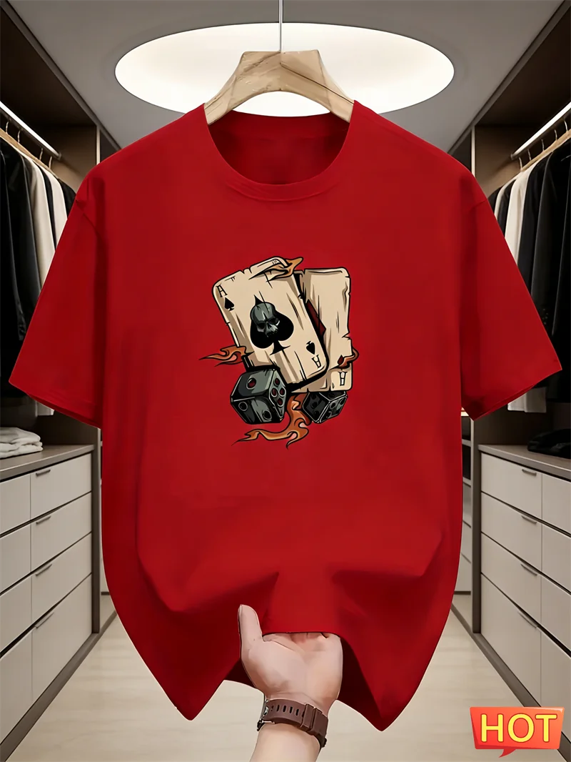 Simple Poker Dice Graphic T Shirts For Men Fashion Trendy Short Sleeve 3D Printed T-shirts Cool Oversized Streetwear Tees Tops