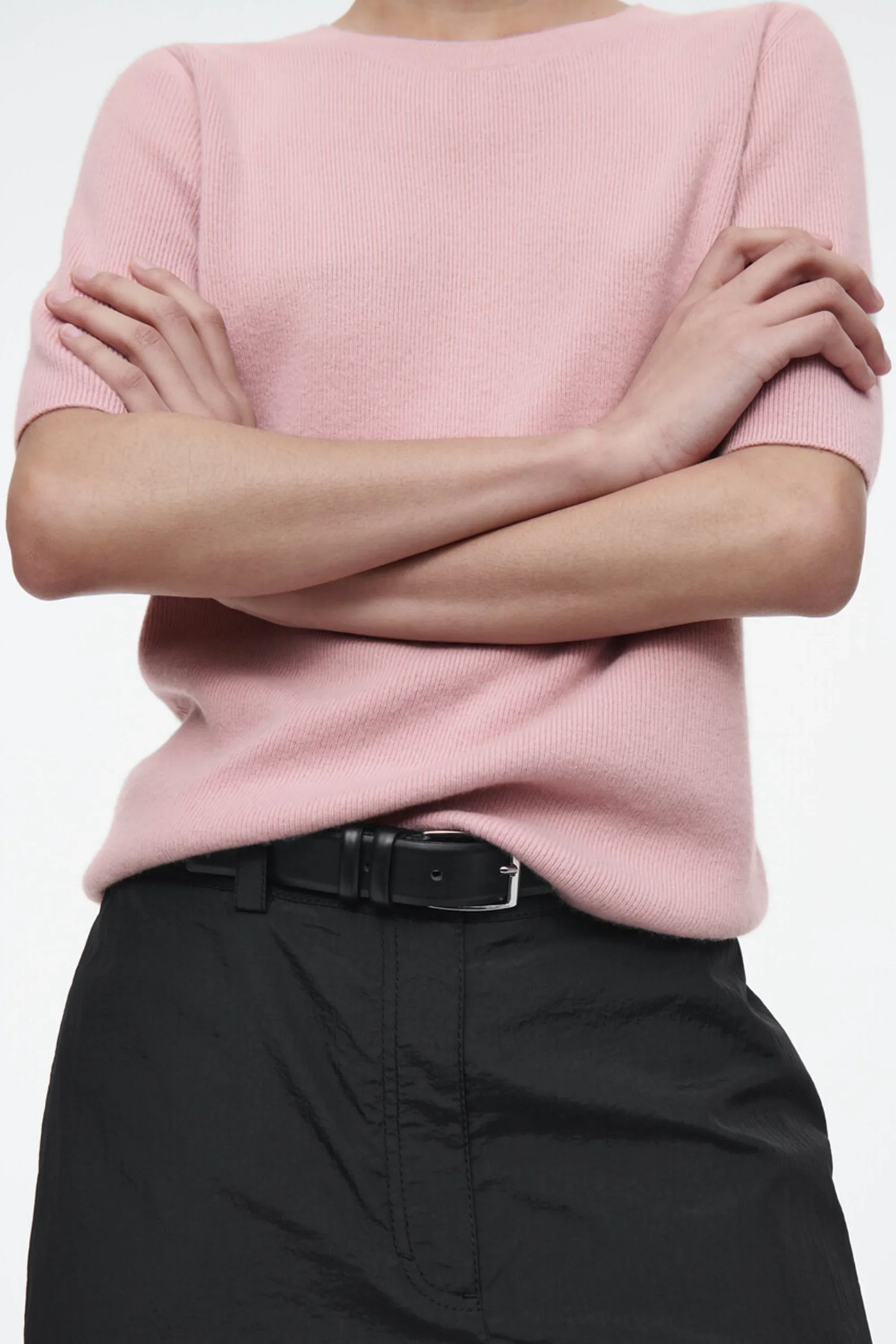 XIMIAN APPAREL 2026 YAZHIMEI cos spring new style of Women's casual fashion standard pink crew-neck knitted T-shirt