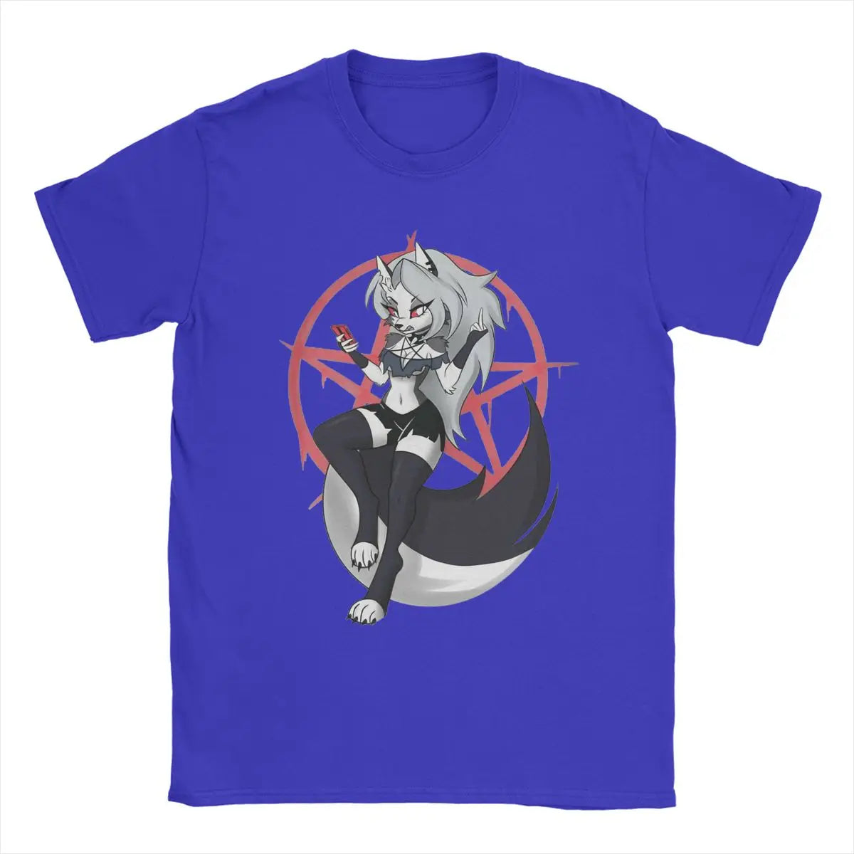Men T-Shirts Cute Loona Funny Cotton Tee Shirt Short Sleeve Cartoon Helluva-Boss T Shirt Crewneck Clothes Gift Idea