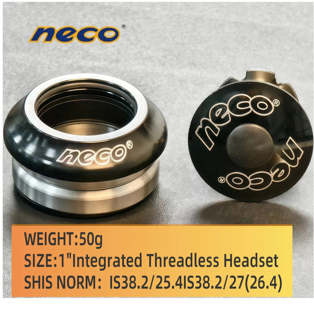 Neco MTB Bicycle Headset 38.2/25.4/27mm Threadless Road Mountain bike Integrated Threadless Headsets Tube Fork 1" Sealed Bearing