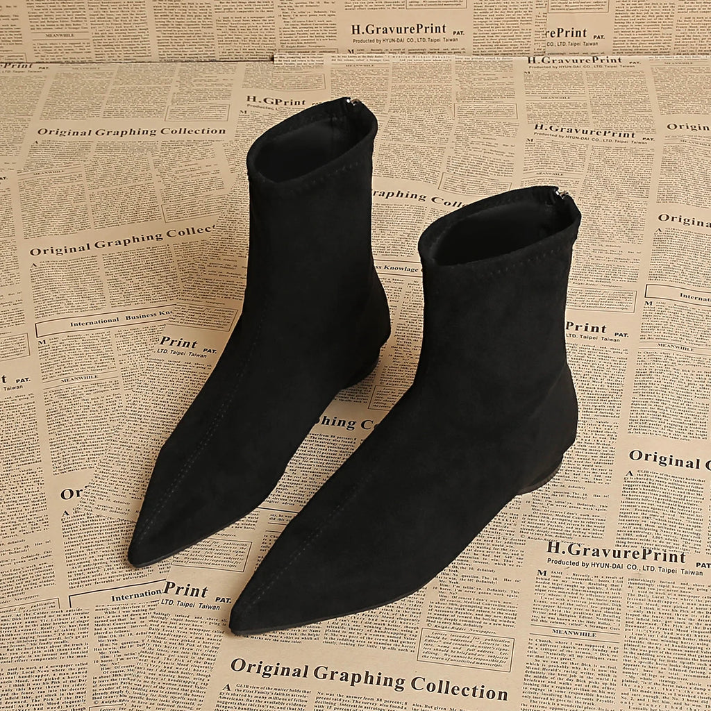 2025 Autumn Suede Warm Casual Women's Ankle Boots Comfortable and Elegant Pointed Toe Party Low Heel New Women's High Heels
