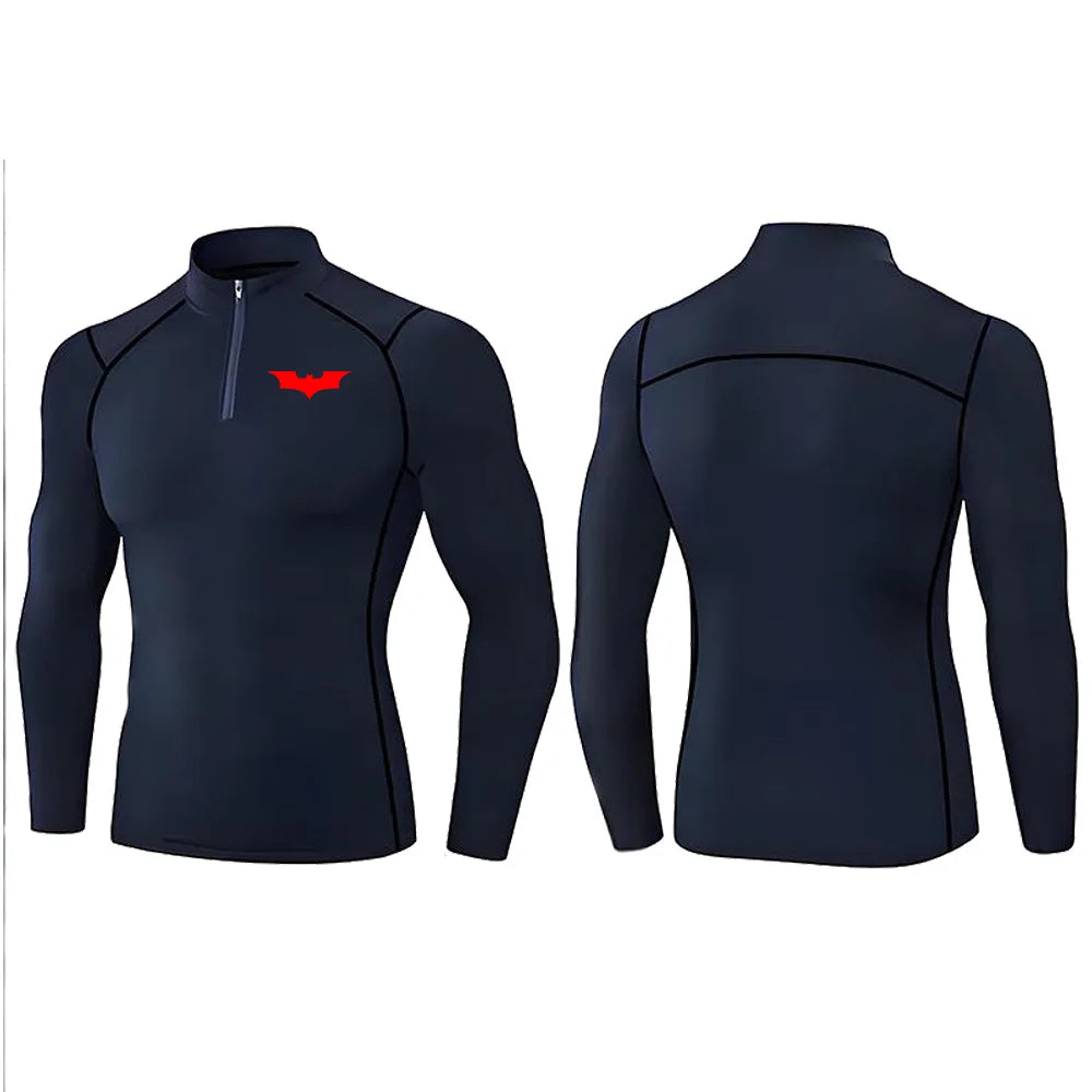 2025 Men's Bat Print Compression Shirt Quick Dry T-Shirt Gym Running Jersey Breathable Short Sleeve S-3XL