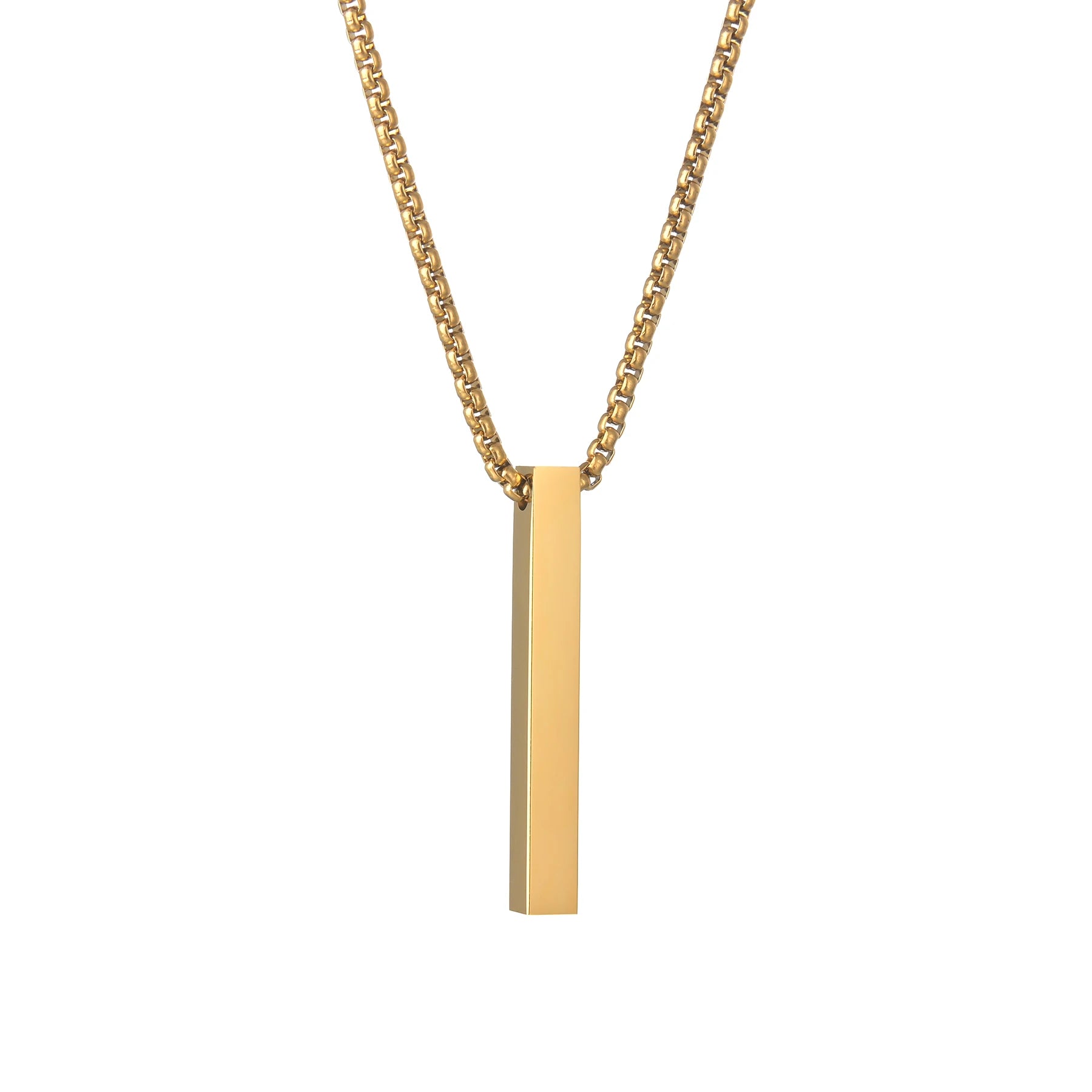Personalized 4 Sides Engraving Square Bar Pendant Custom Name Date Stainless Steel Necklace Women Men Jewelry Gifts Wholesale