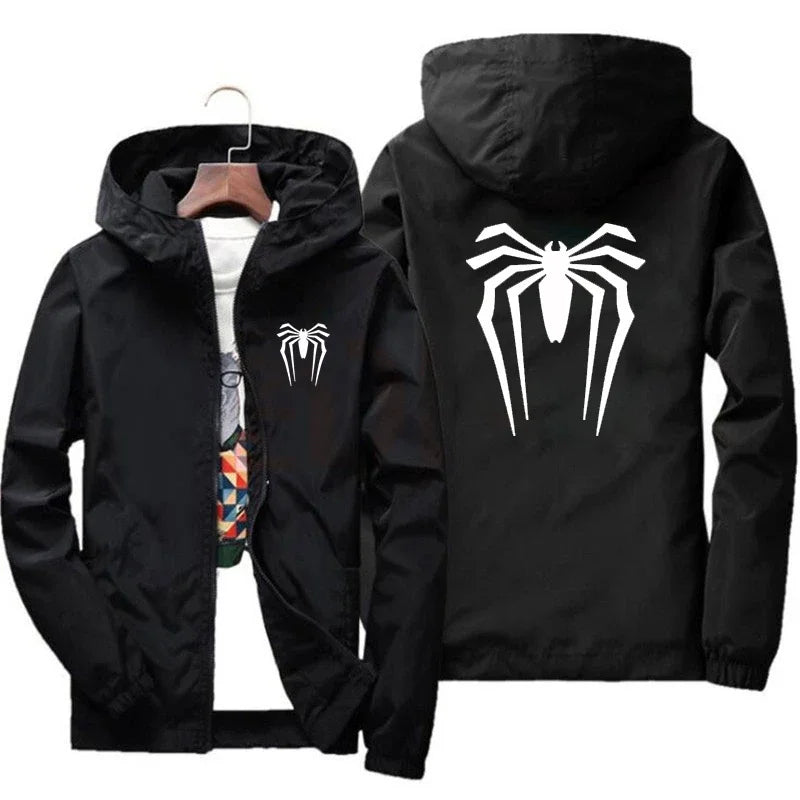 Men's Slim-fit Hooded Jacket Is Available in Various Sizes and Is Perfect for Casual Daily Wear with Its Printed Design Spring