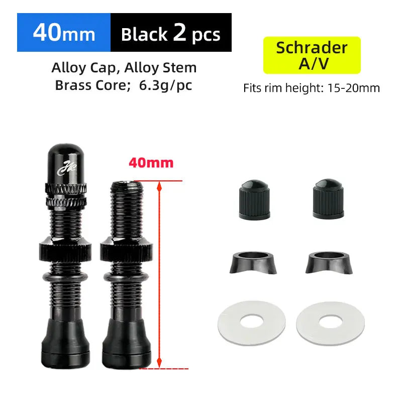 Deemount 2PCS Schrader A/V Valves 40/60mm CNC Machined Anodized for MTB Road Bike Tubeless Rims