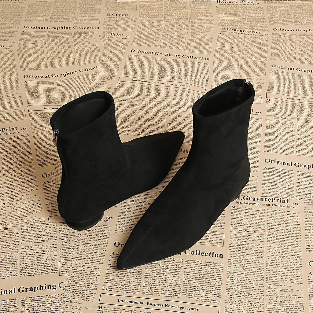 2025 Autumn Suede Warm Casual Women's Ankle Boots Comfortable and Elegant Pointed Toe Party Low Heel New Women's High Heels