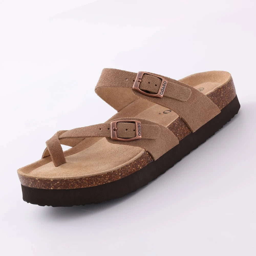 Comwarm Classic Cork Sandals For Women Men Fashion Soft Thick Sole Cork Slippers Summer Beach Sandals Home Open Toe Flat Sandals