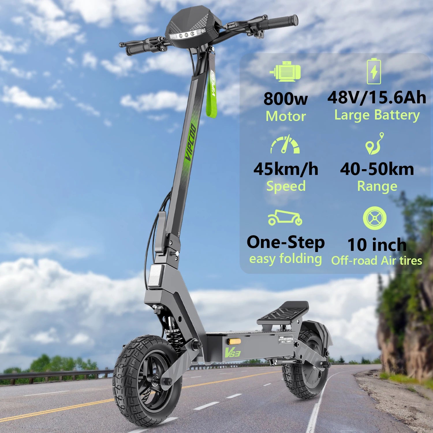 UK Warehouse High Speed VIPCOO VS3 48V 800W Motorized Electric Scooters Drop Shipping for Britain England
