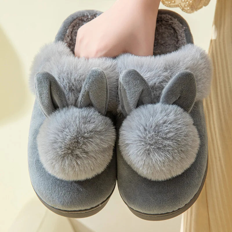 Evshine Winter Plush House Slippers For Women Cute Cartoon Indoor Fuzzy Slides Fur Lined Cotton Shoes Cozy Bedroom Furry Slipper