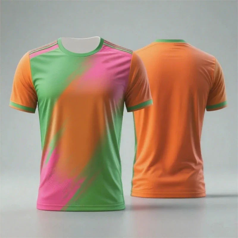 Fashionable and simple sports T-shirt, featuring a contrasting color design. It is a suitable casual T-shirt for summer fitness