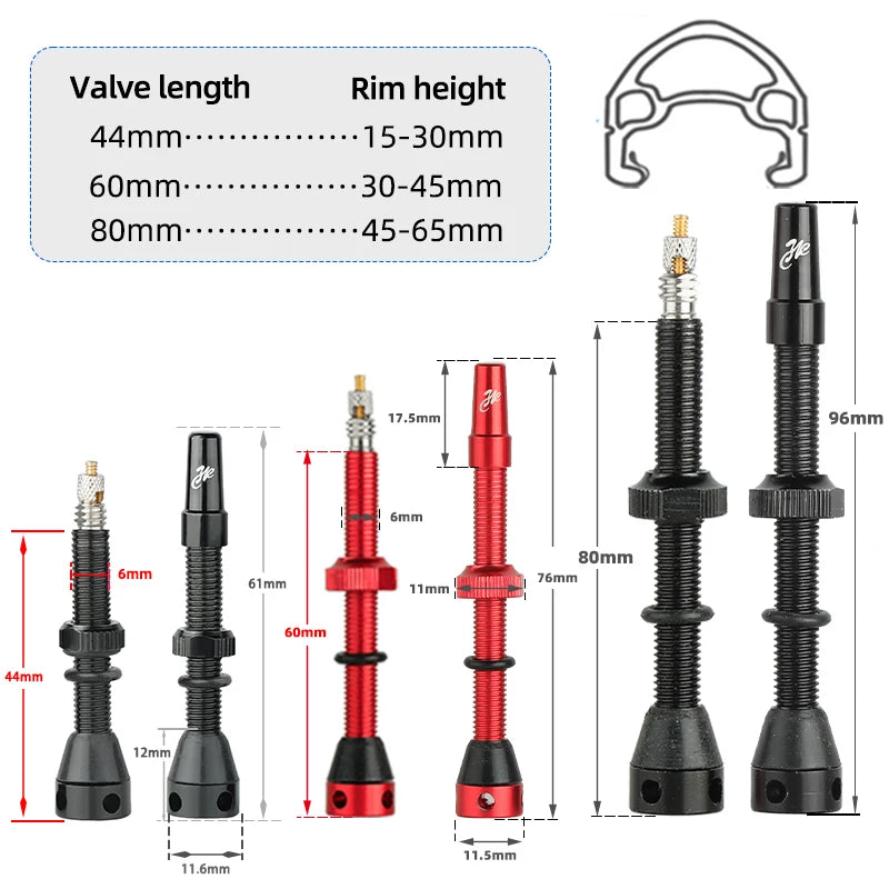 Deemount Bicycle Tubeless Carbon Rim Presta Valves 44/60/80mm F/V Brass Core CNC Machined Anodized W/Tool