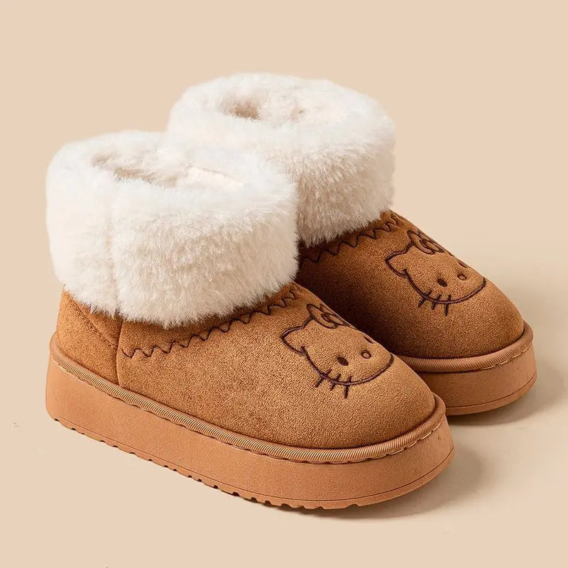 Sanrio Hello Kitty Winter Slippers Y2K Cute Cartoon Outdoor Sports Anti-Slip Slipper Casual Home Warm Shoes Universal Use Gift