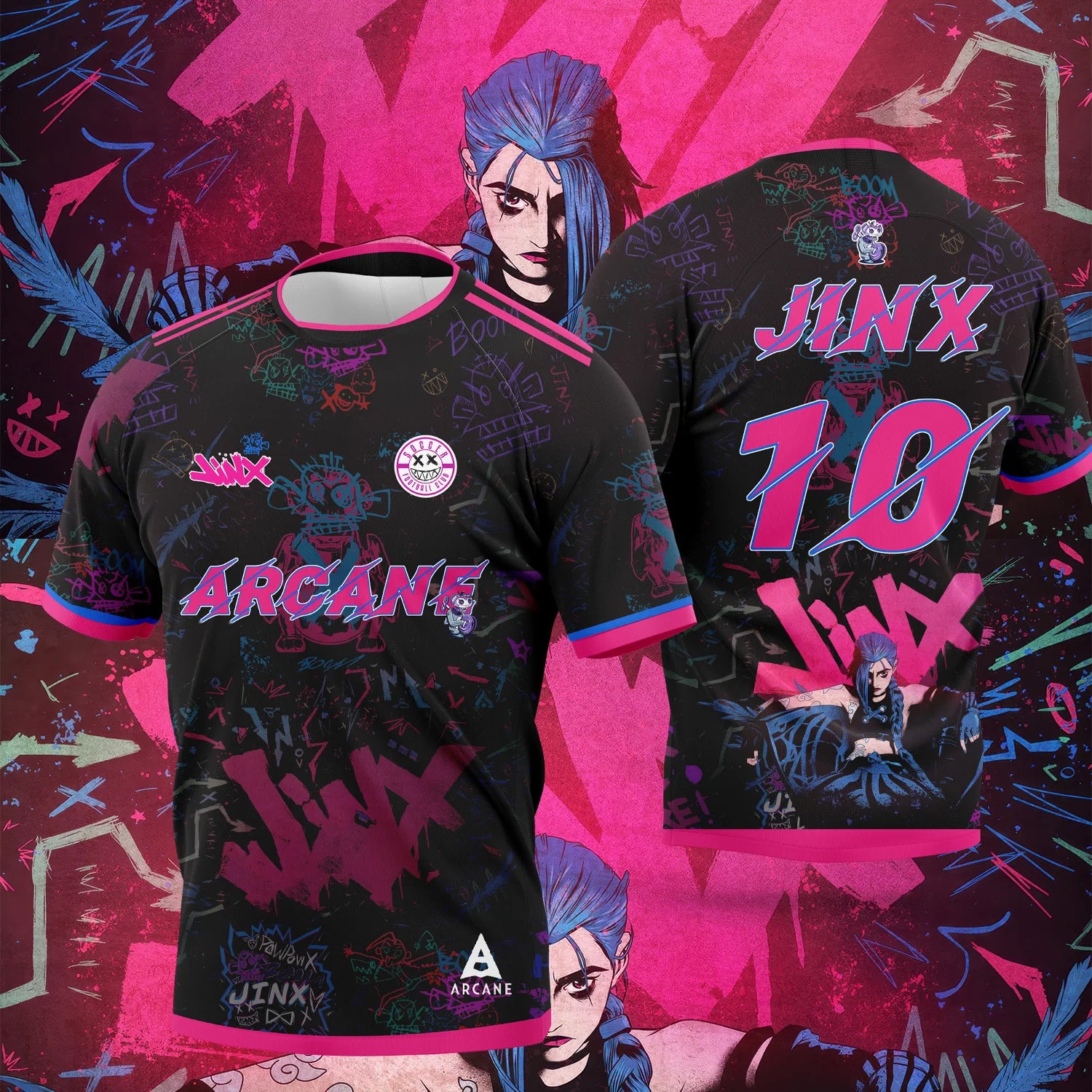 2026 New Arrival: Anime arcane jinx Jersey - Men's and Women's Casual Sports T-Shirt for Manga Lovers