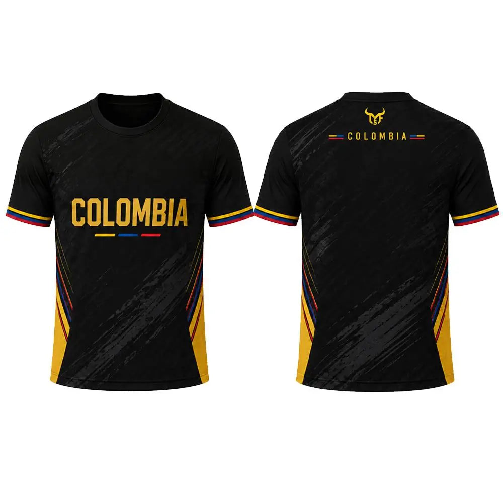 New Colombia Flag Colors Print Soccer Jersey Stadium Sports Training Breathable Soccer T-Shirt Men's Outdoor Casual O-neck Tops