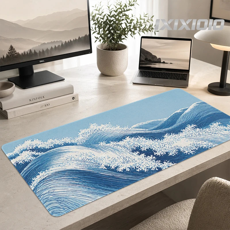 Mouse Pad Blue Ocean Waves Gaming XL Home Custom Large Mousepad XXL Playmat Office Carpet Natural Rubber PC Mouse Mats