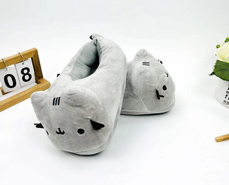 Cute Slippers Cartoon Cat Slippers Indoor Home Warmth Fall & Winter Plush Cotton Shoes Cotton Slippers for Men
