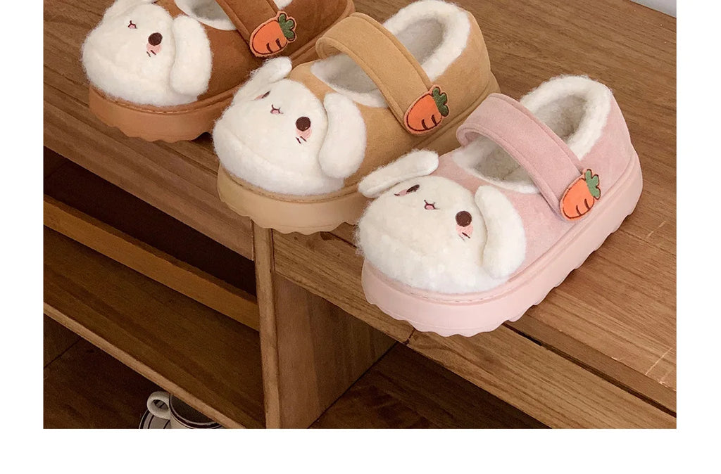 New fuzzy house slippers woman sweet furry cat designer mary janes shoes for women thick sole home slipper floor shoes bedroom