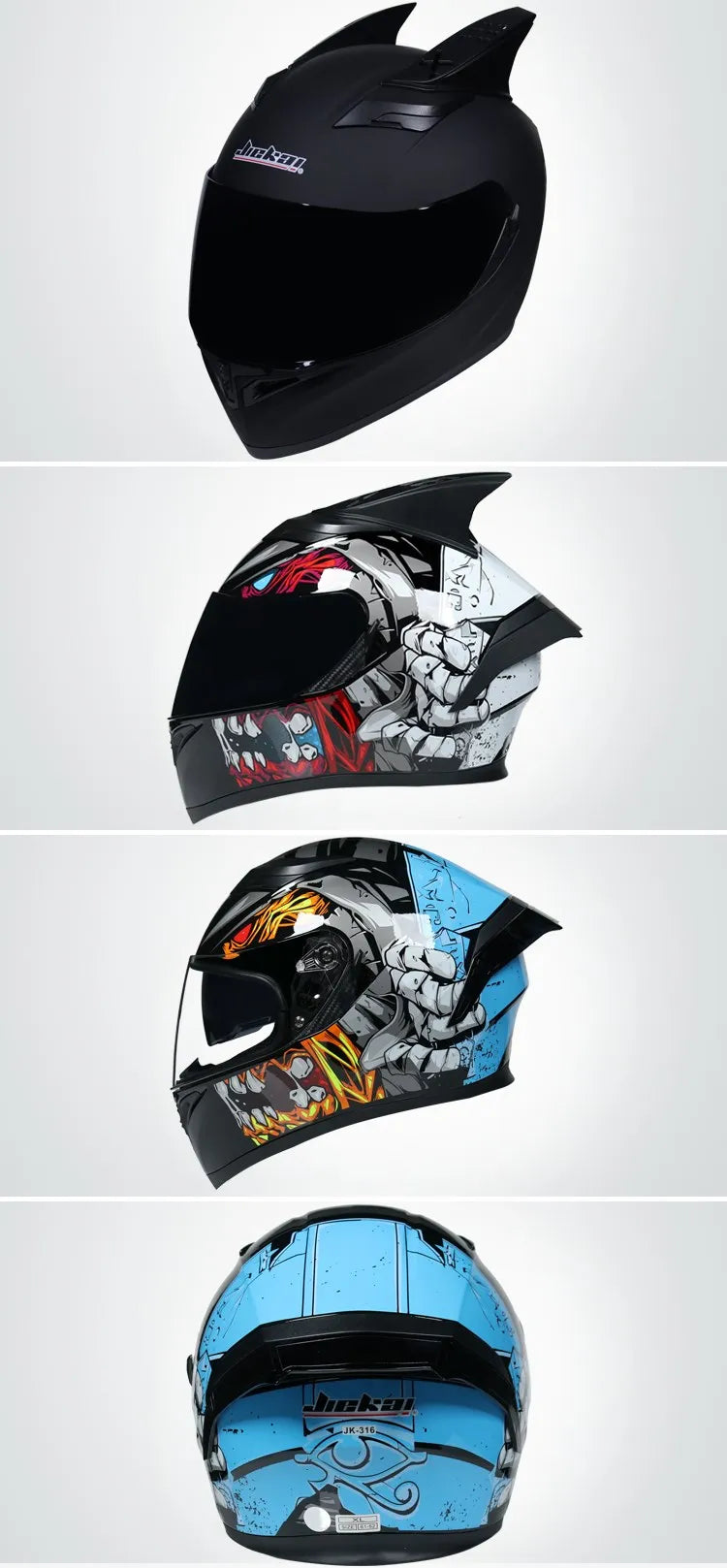 JIEKAI DOT Certified Full Face Motorcycle Helmet Racing Dual Lens Helmet