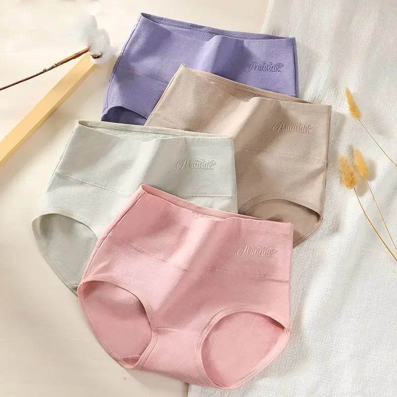 High Waist 4Pcs/Set Cotton Panties Women Briefs Seamless Body Shaper Breathable Underwear Comfort Female Lingerie Plus Size 5XL