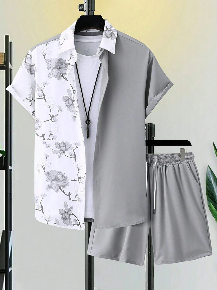 Hawaiian Men's Short Sleeve Shirt And Beach Shorts Set Beach Party Men's Shorts Summer Vacation Fashion Men's Casual Shirt