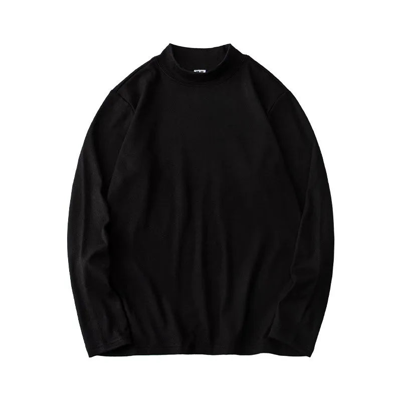 Autumn Winter Thick Fleece T-Shirt Men Half High-Collar T Shirt Long Sleeve Casual Tops Thermal Shirts Undershirt Man Clothing