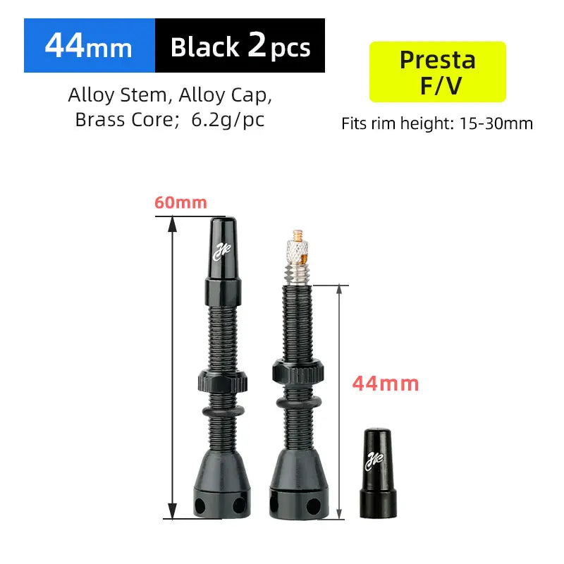 Deemount Bicycle Tubeless Carbon Rim Presta Valves 44/60/80mm F/V Brass Core CNC Machined Anodized W/Tool