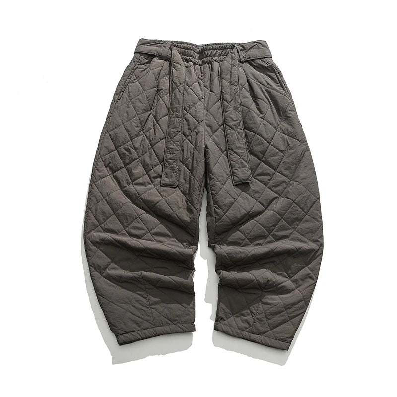 2024 Winter Thickened Cotton Padded Pants Men Casual Warm Trousers Ankle Length Pants Sportwear Solid Drawstring Sweatpants Man