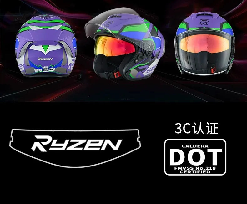Lightweight Ventilated 3/4 Open Face Helmet DOT ECE Approves Motorbike Scooter Scooter Half Helmet Open Face Casco Moto