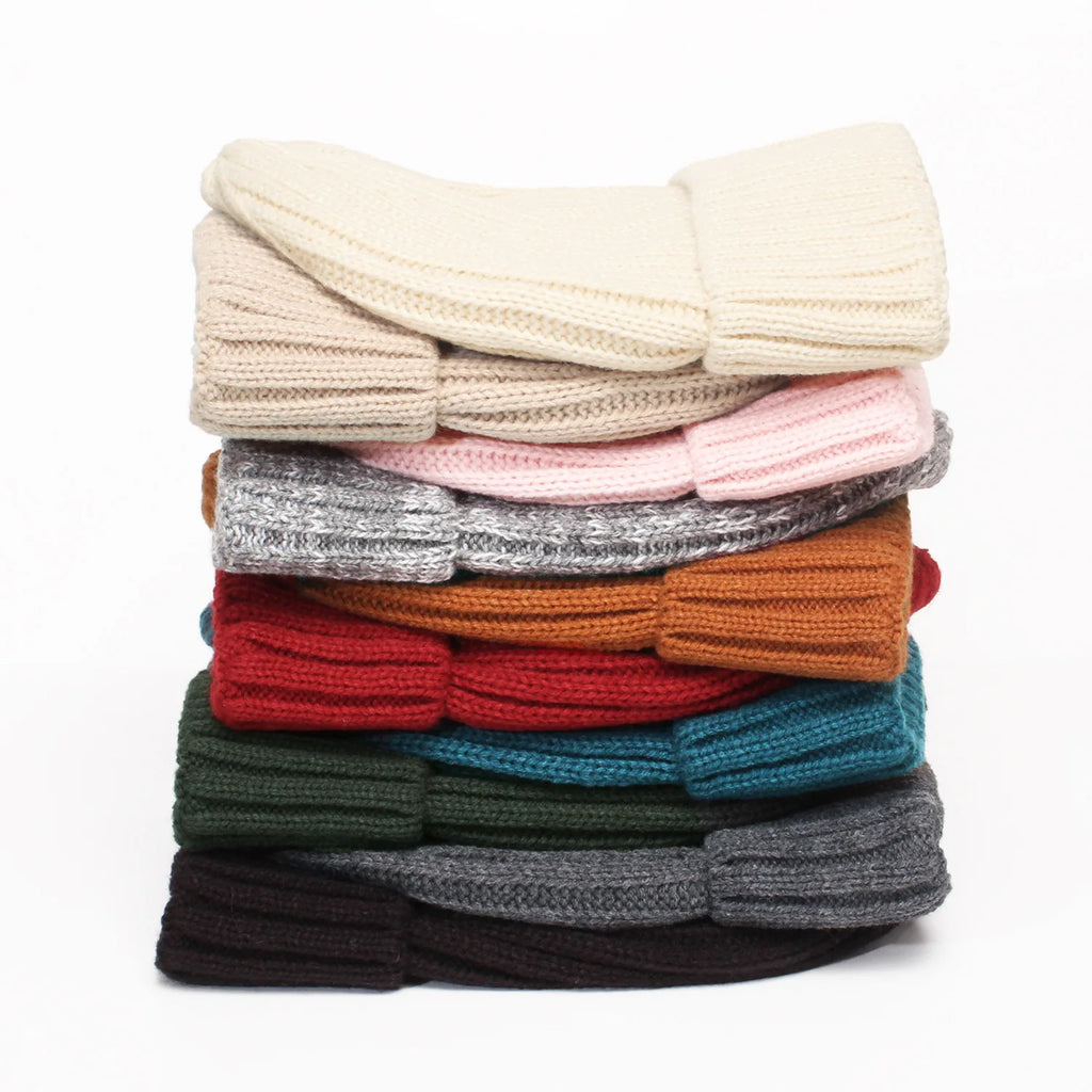 Winter Satin Lined Beanie Hats Women Men Unisex Thick Chunky Cap Striped Warm Soft High Quality casual Knitted Beanie Hat