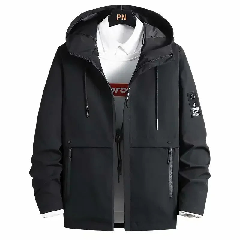 Trendy Men's Workwear Jacket NewNew sty Style Spring Autumn Korean Version Versatile Top Casual Hooded Jacket Machine Embroidery