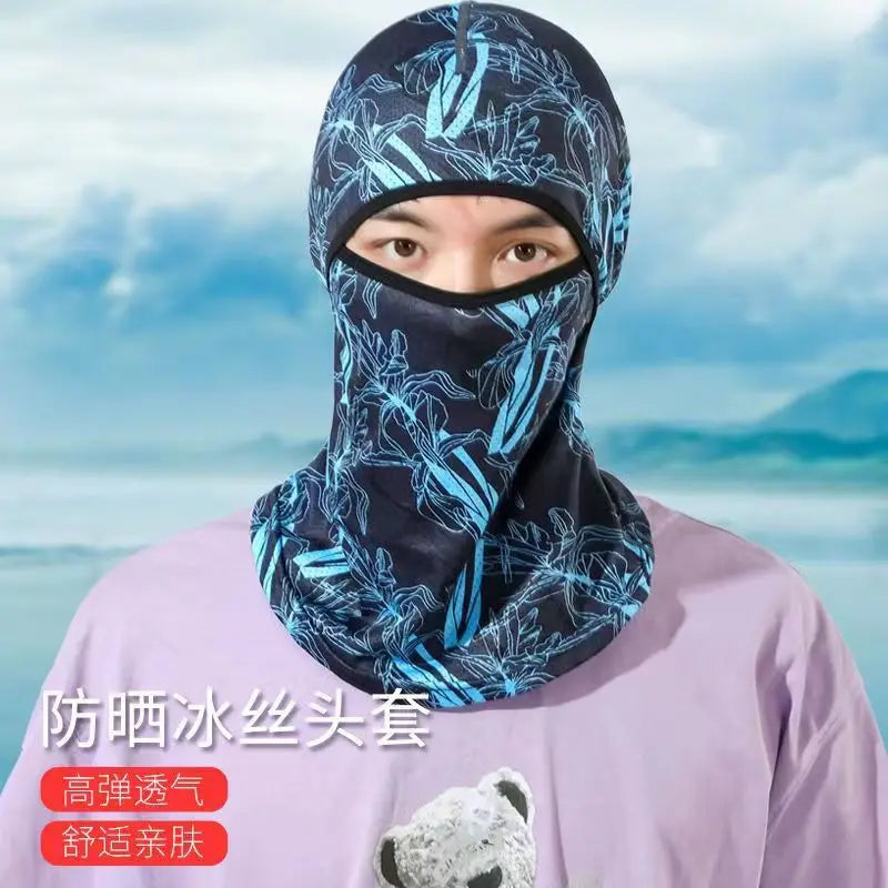 Summer Cool Balaclava Ice Silk Cycling Full Face Cap Sun Anti-UV Protection Sports Face Cover Headwear Bike Motorcycle Men's Hat