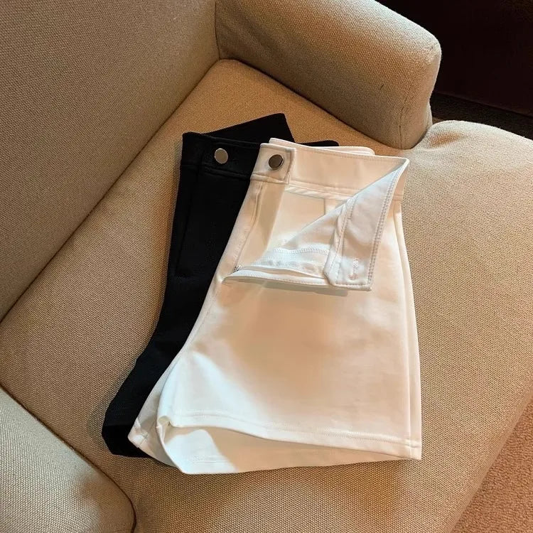 2026 Women's Summer Black Shorts, Thin Breathable High Waist Slim-fit A-line Stretchy Hot Pants for Y2K