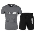 Spring and Summer New Two-piece Men's Running T-shirt and Short Casual Elastic Round Neck Sports Suit Comfortable Quick Drying