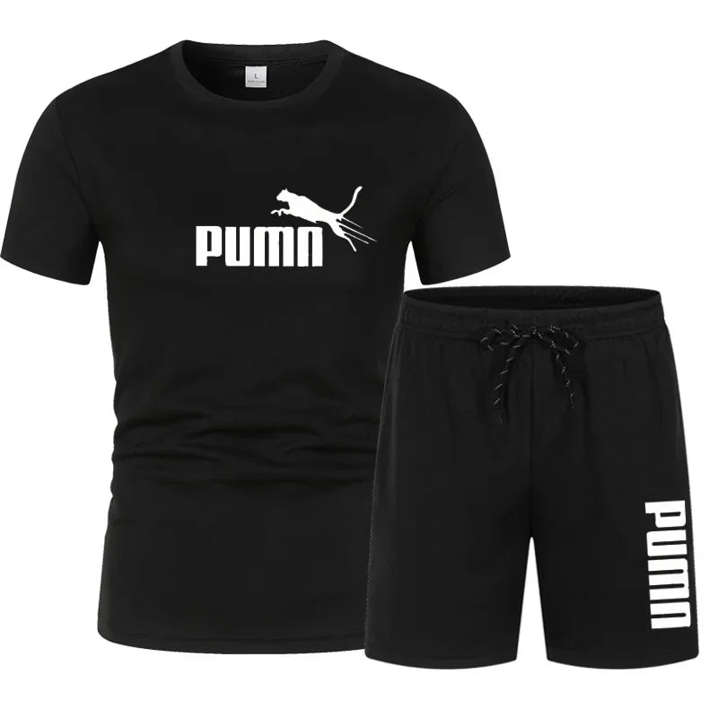 Summer fashion trend: Men's sporty casual suits, breathable and comfortable - short-sleeved quick-drying T-shirt + jogging short